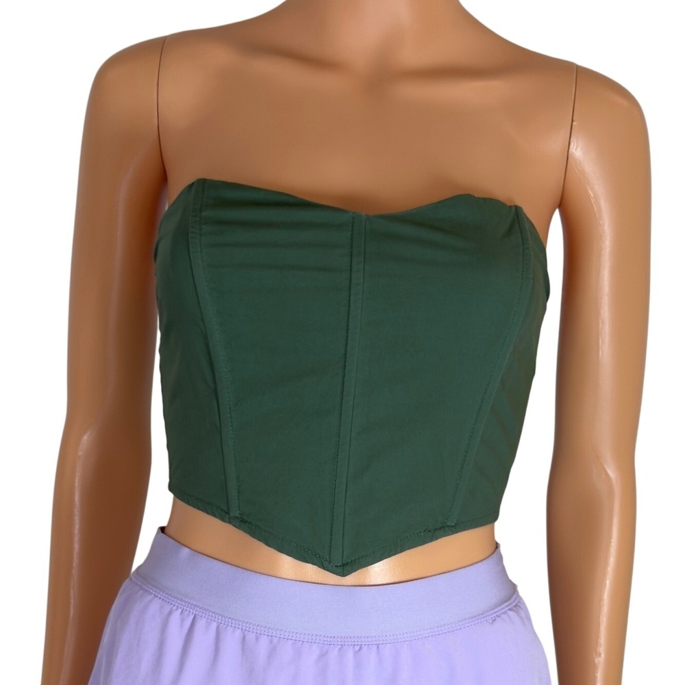 L.A. Hearts Forest Green Corset Tube Top‎ Strapless Zip Back XS TW211033